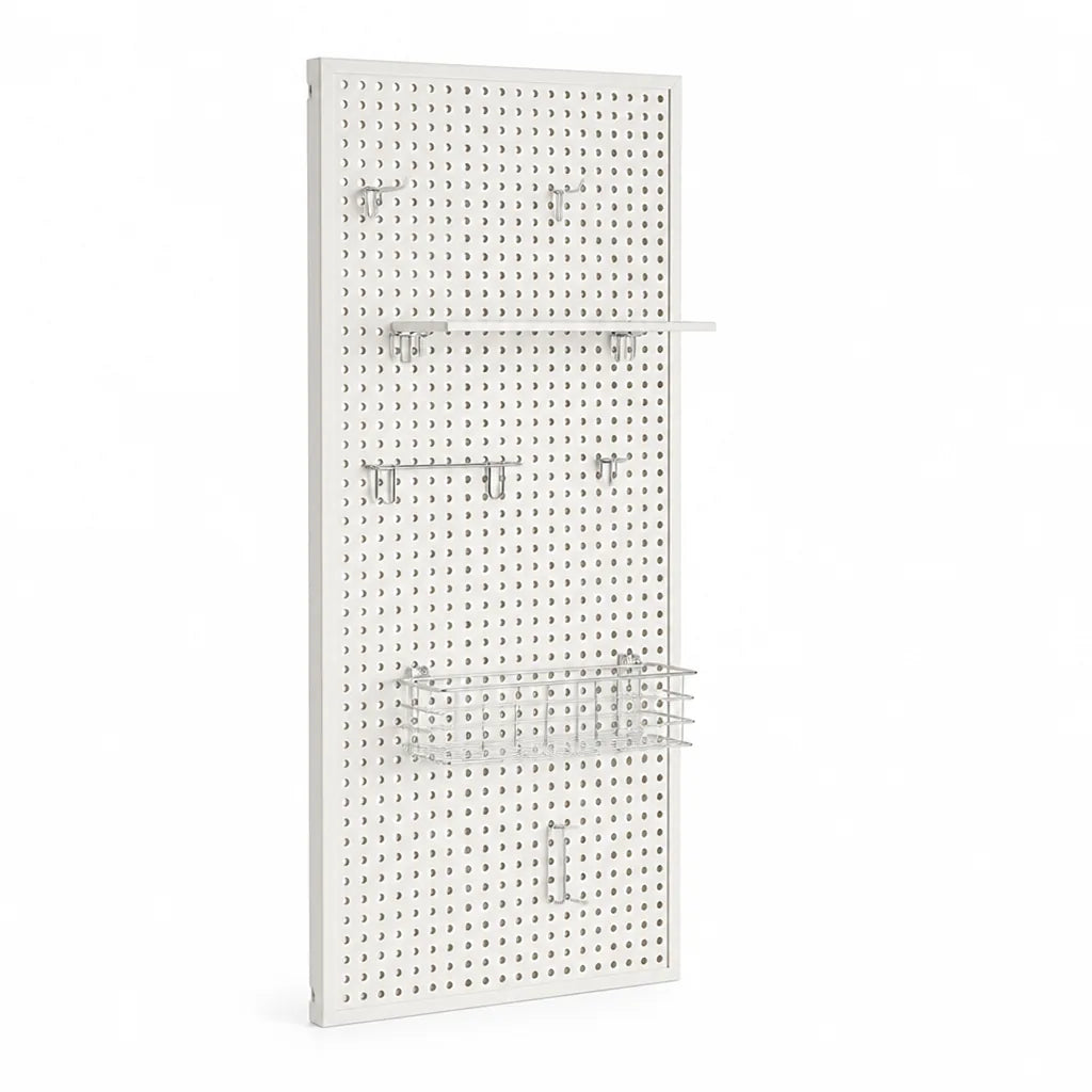 Pegboard Organizer Wall-Mounted Modular Design 10 Metal Hooks