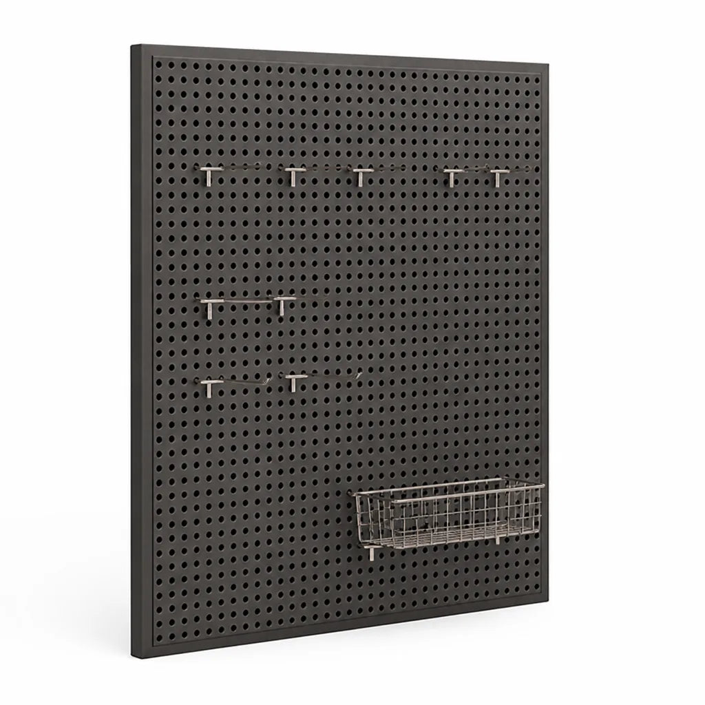 Pegboard Organizer Wall-Mounted Modular Design 10 Metal Hooks