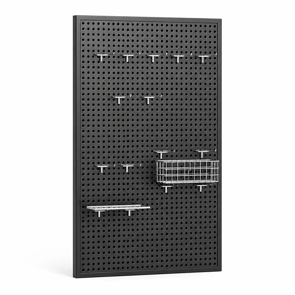 Pegboard Organizer Wall-Mounted Modular Design 10 Metal Hooks