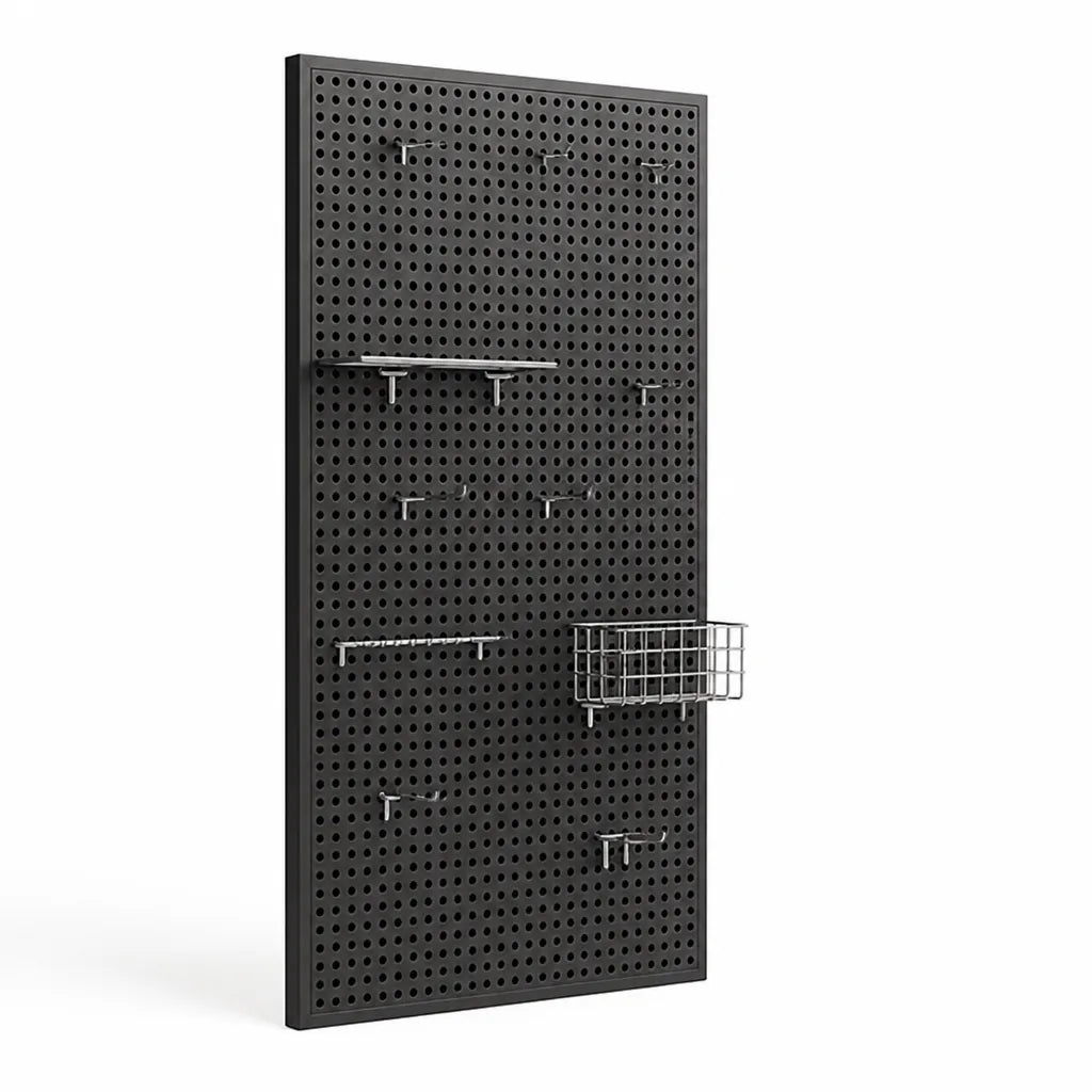 Pegboard Organizer Wall-Mounted Modular Design 10 Metal Hooks
