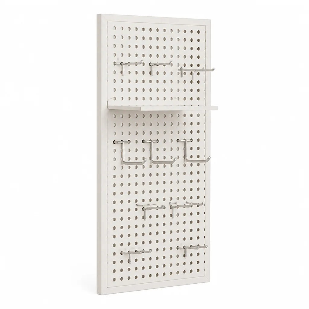 Pegboard Organizer Wall-Mounted Modular Design 10 Metal Hooks