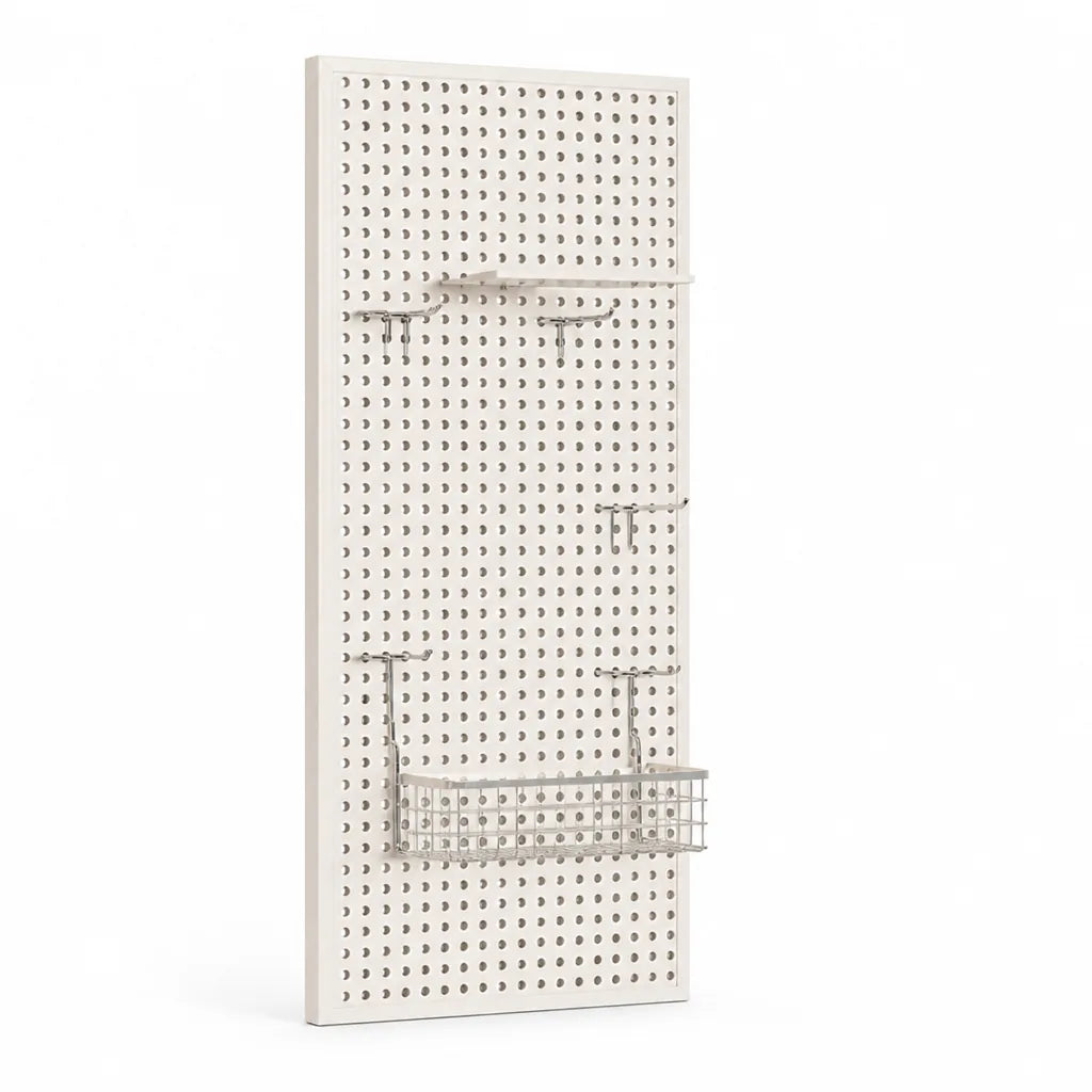 Pegboard Organizer Wall-Mounted Modular Design 10 Metal Hooks