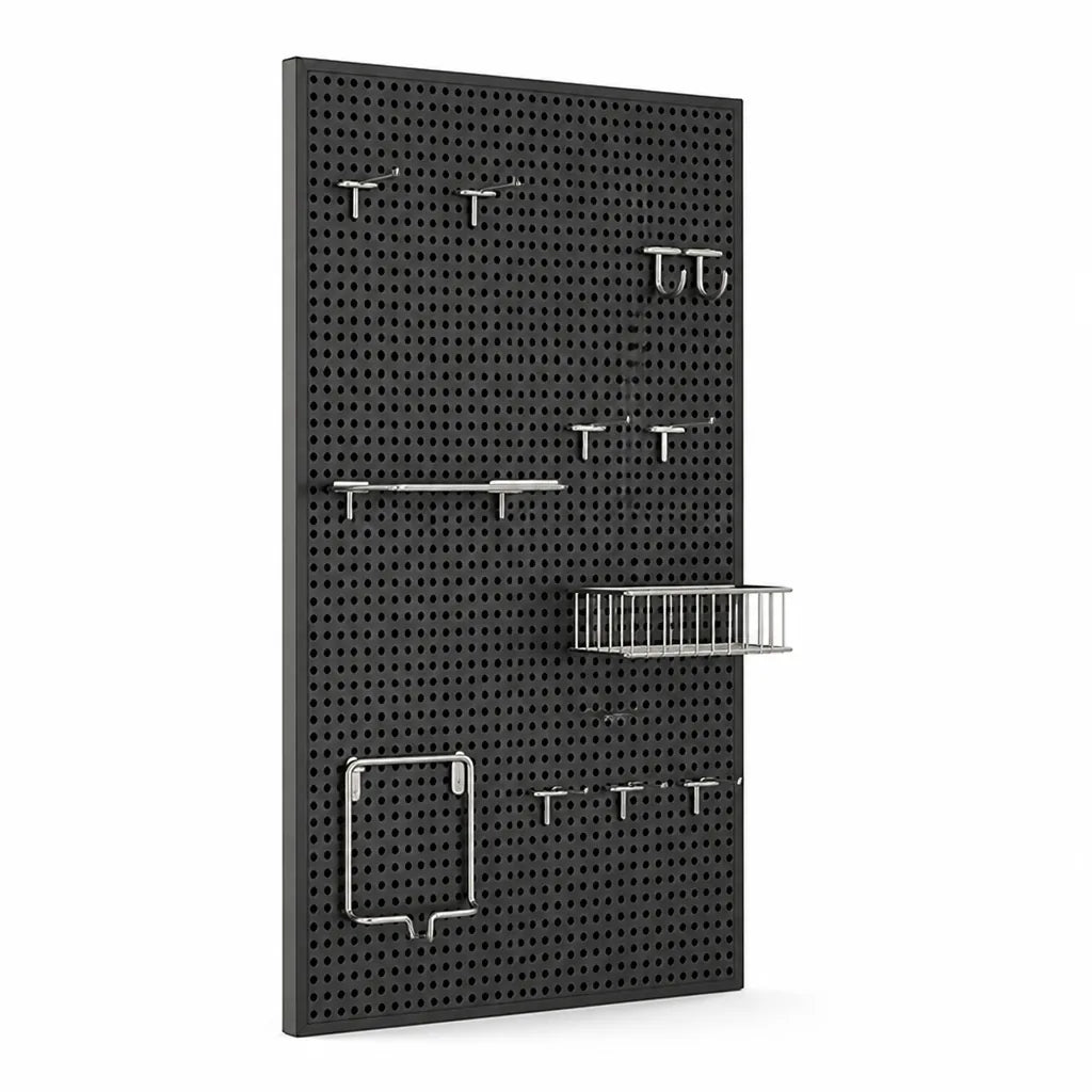 Pegboard Organizer Wall-Mounted Modular Design 10 Metal Hooks
