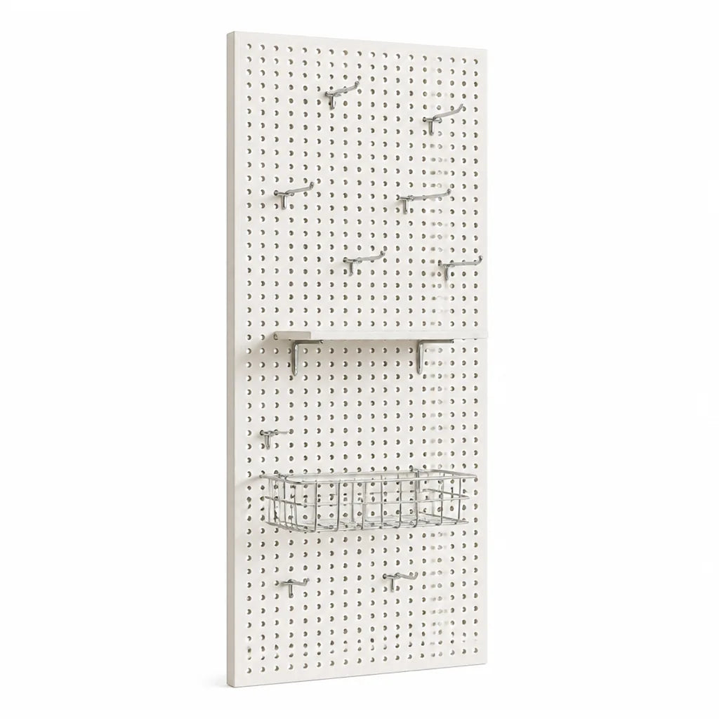 Pegboard Organizer Wall-Mounted Modular Design 10 Metal Hooks
