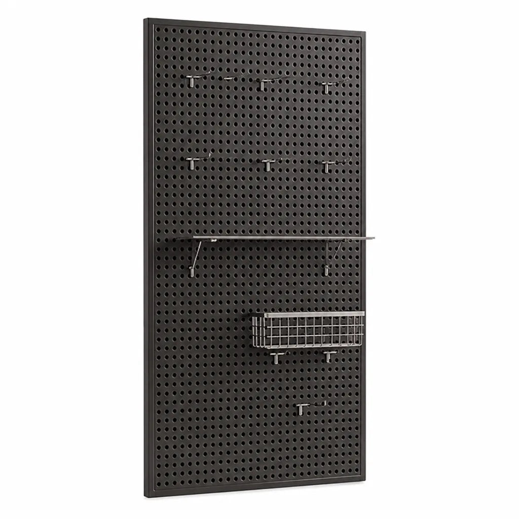 Pegboard Organizer Wall-Mounted Modular Design 10 Metal Hooks