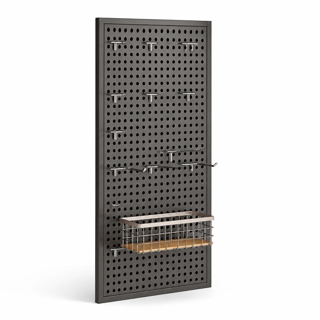 Pegboard Organizer Wall-Mounted Modular Design 10 Metal Hooks