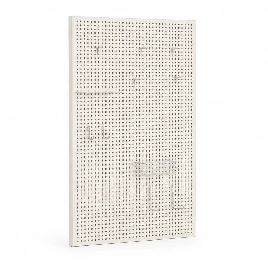 Pegboard Organizer Wall-Mounted Modular Design 10 Metal Hooks
