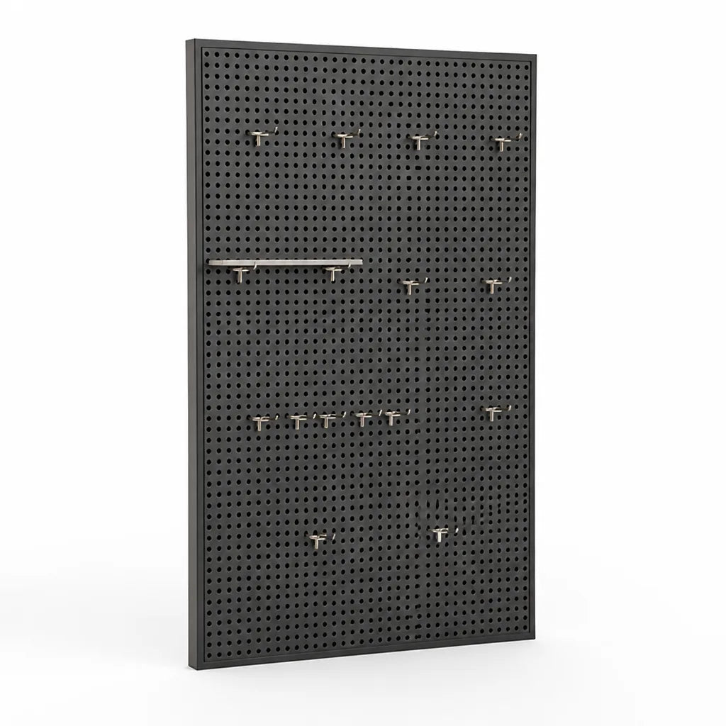 Pegboard Organizer Wall-Mounted Modular Design 10 Metal Hooks