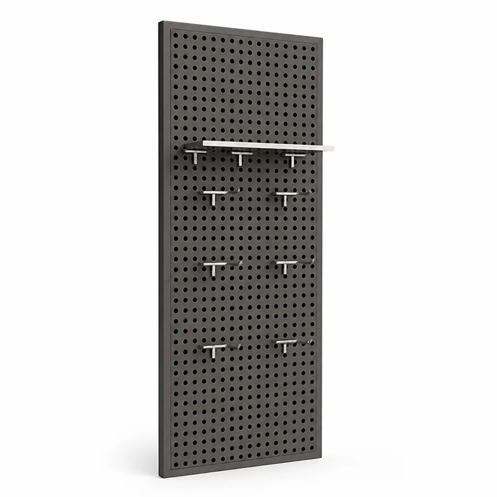 Pegboard Organizer Wall-Mounted Modular Design 10 Metal Hooks