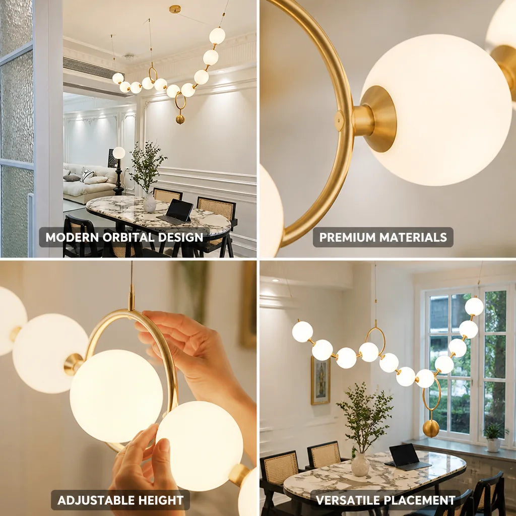 Pendant Light Orbital Design Frosted Glass Adjustable Height