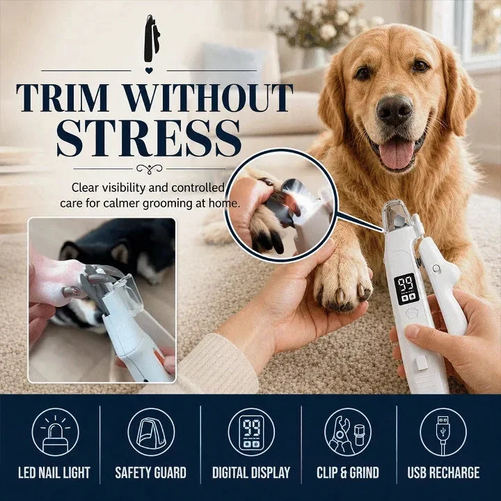 Pet Nail Clipper & Grinder LED Rechargeable 2-In-1
