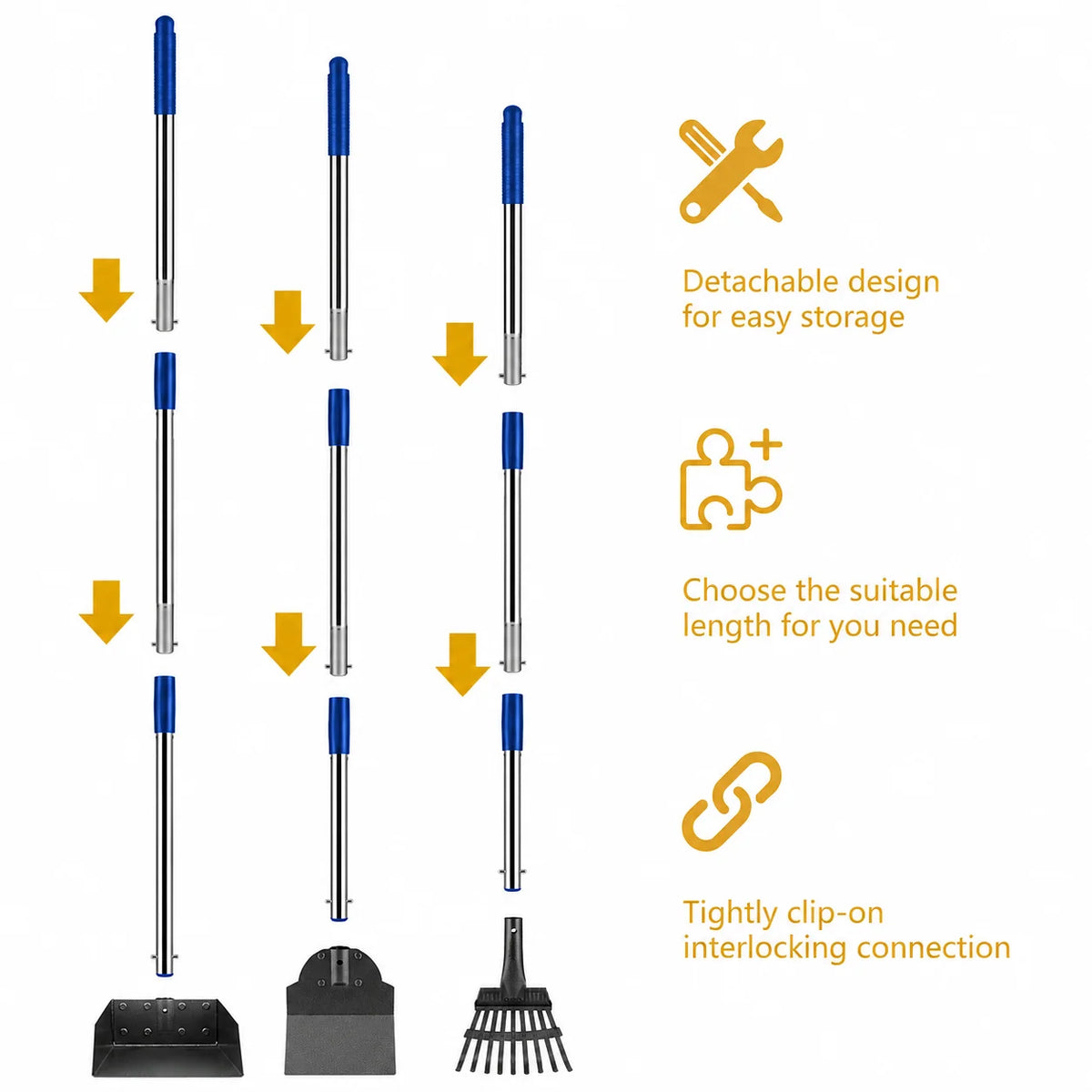 Pet Waste Scooper Set Long Handle Stainless Steel