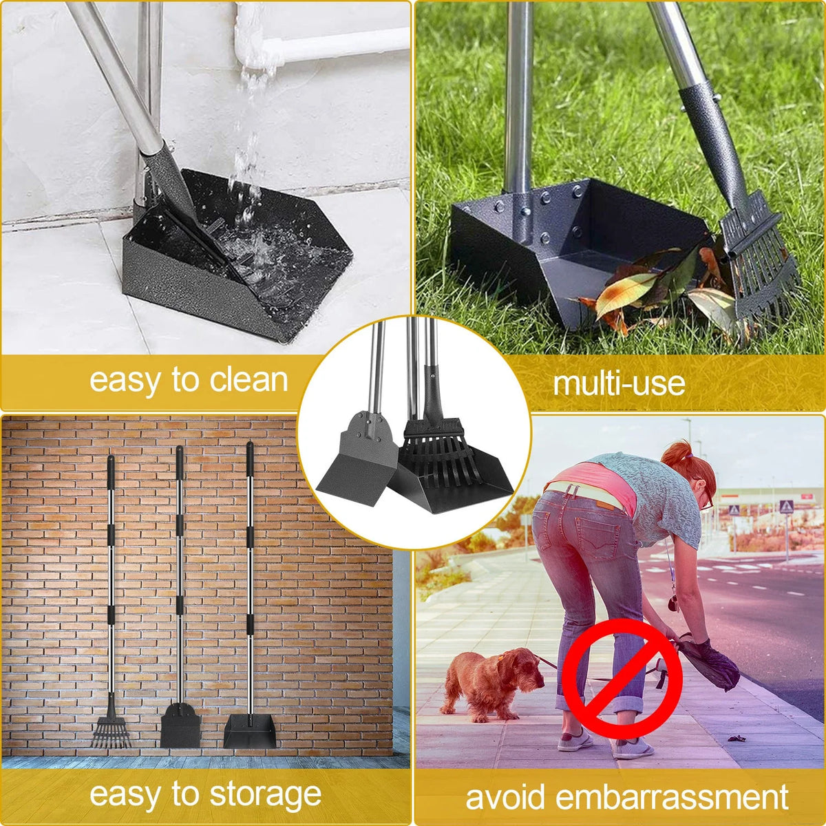 Pet Waste Scooper Set Long Handle Stainless Steel