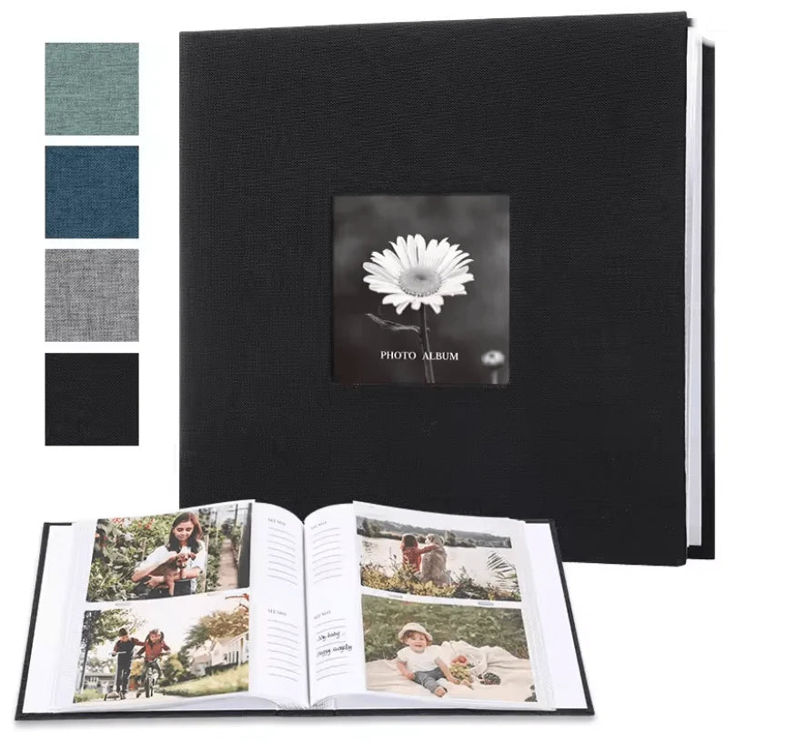Photo Album Linen Cover Acid-Free Writable Pages