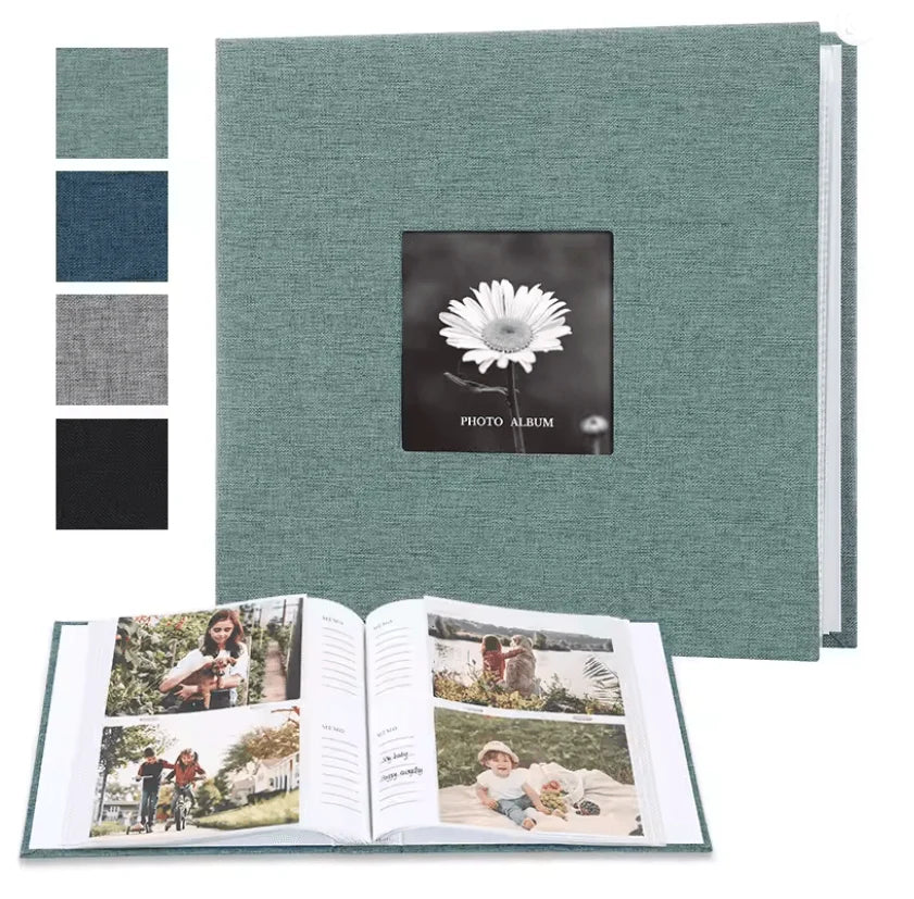 Photo Album Linen Cover Acid-Free Writable Pages