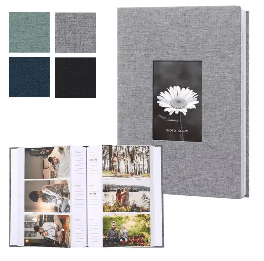 Photo Album Linen Cover Acid-Free Writable Pages