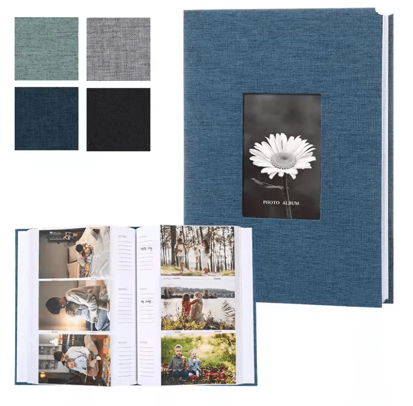 Photo Album Linen Cover Acid-Free Writable Pages