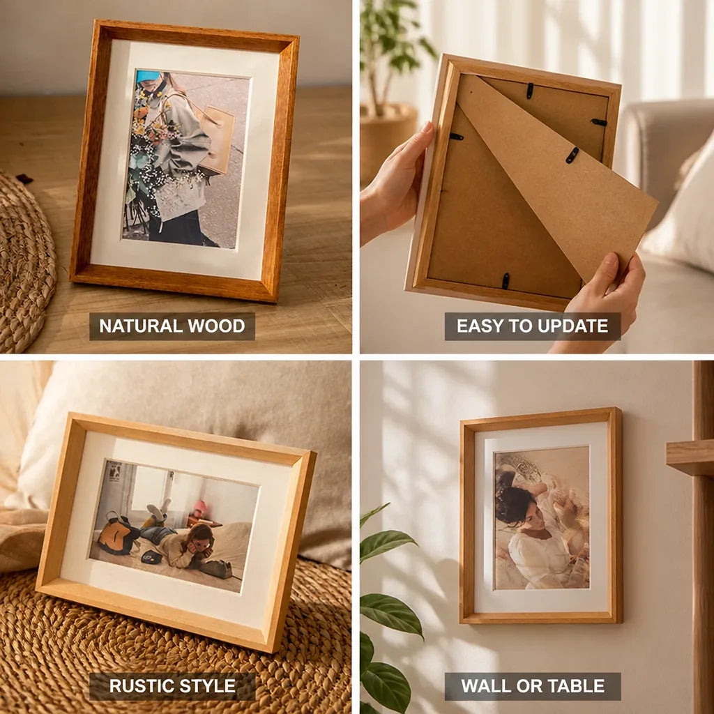 Photo Frame Natural Wood Rustic 8 x 10 Inch