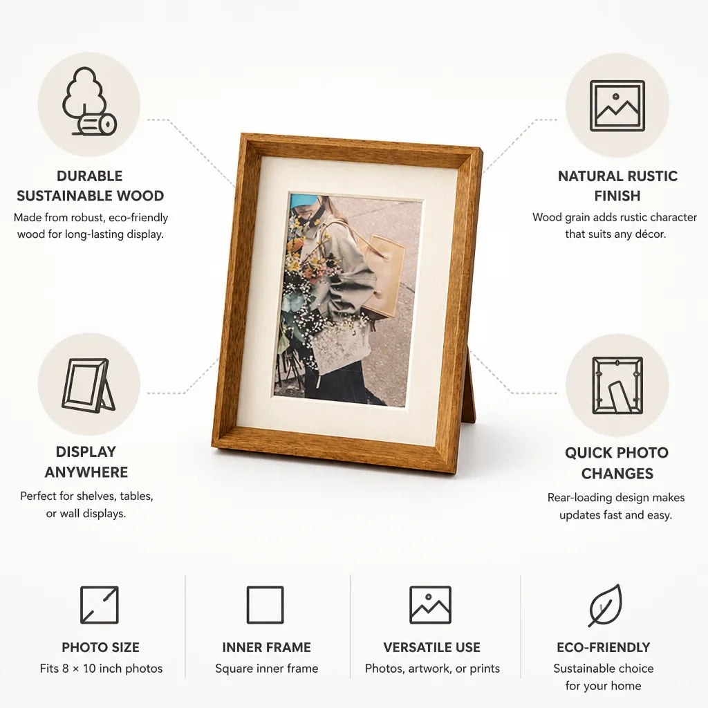 Photo Frame Natural Wood Rustic 8 x 10 Inch