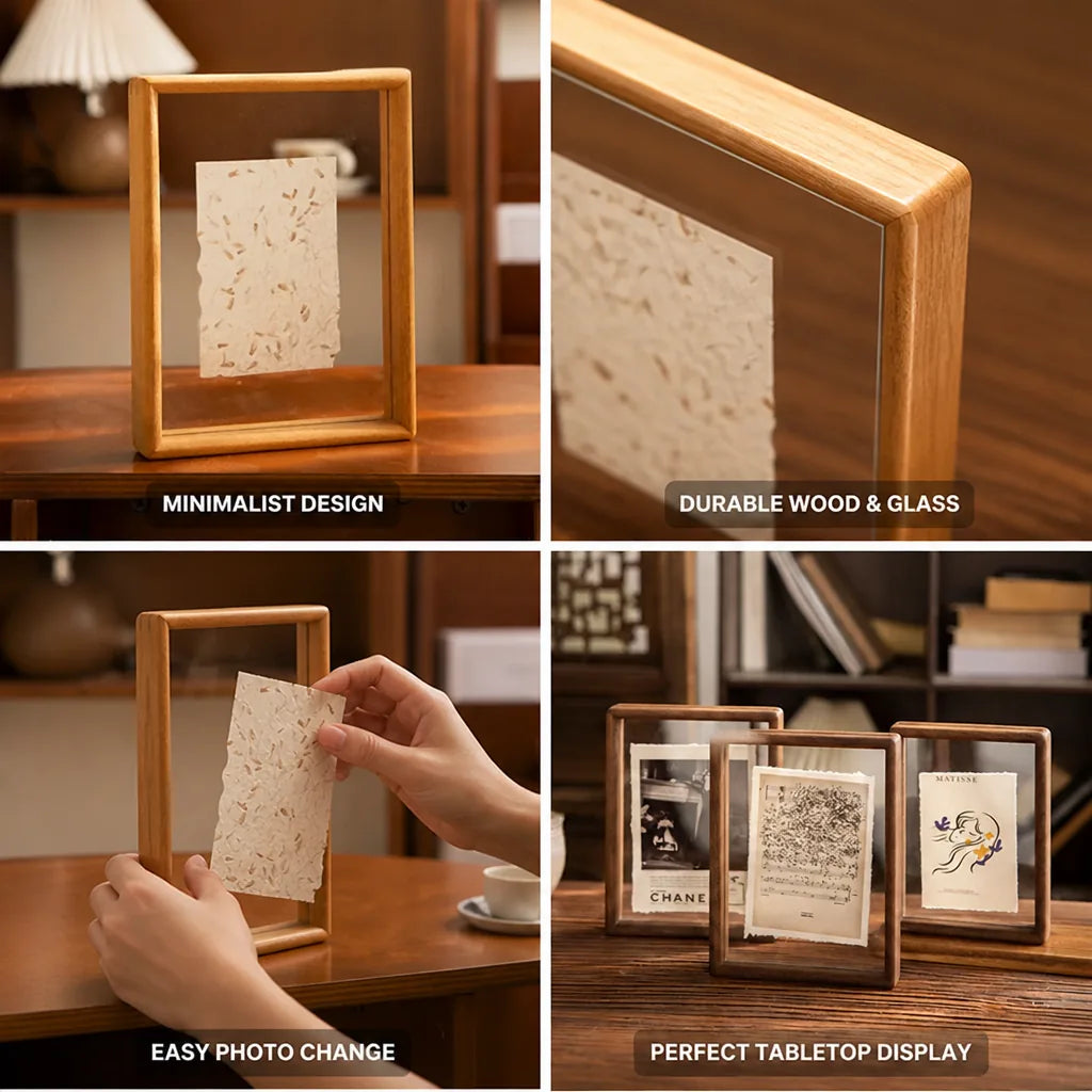 Photo Frame Wood And Glass 4x6 Tabletop Display