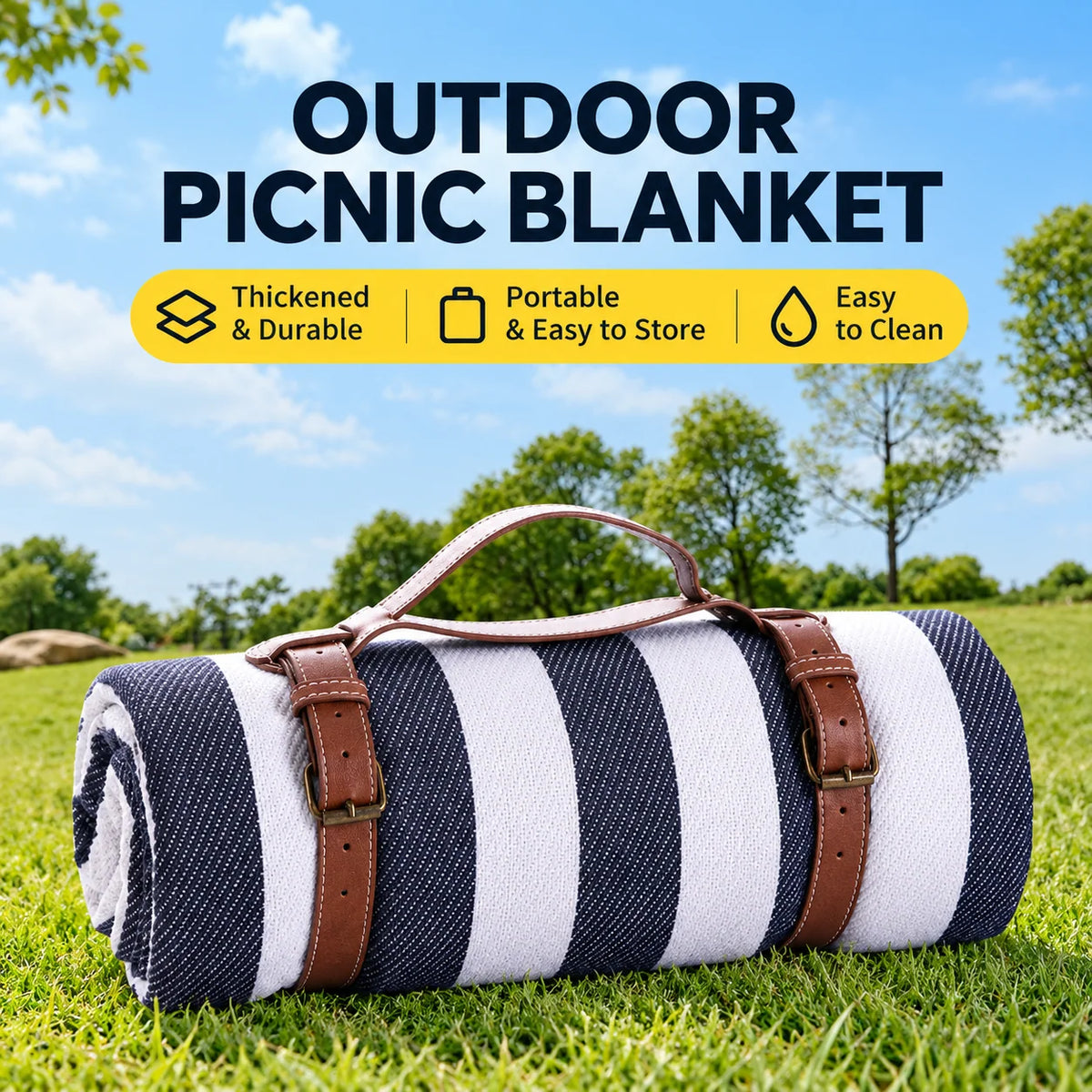 Picnic Blanket Waterproof Foam-Padded Foldable 200 × 200 cm