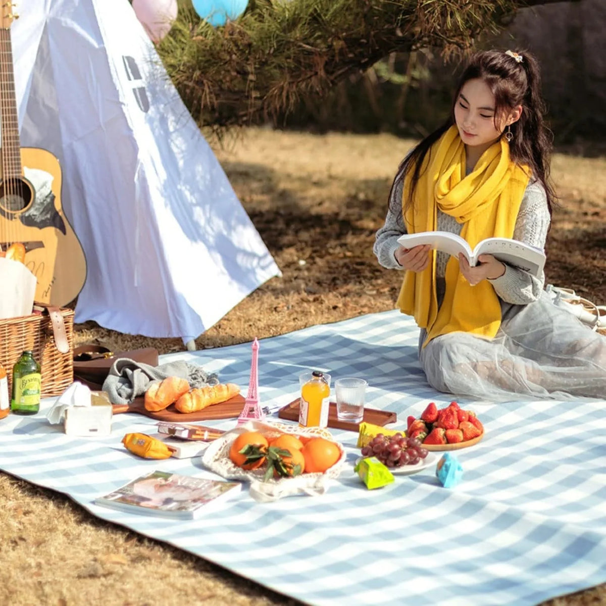 Picnic Blanket Waterproof Foam-Padded Foldable 200 × 200 cm