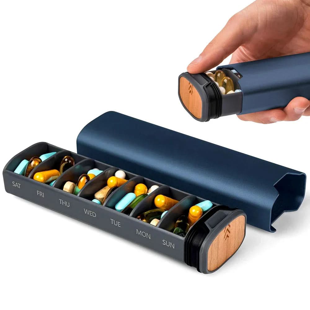 Pill Organizer 7 Day-Labeled Compartments Leak-Proof