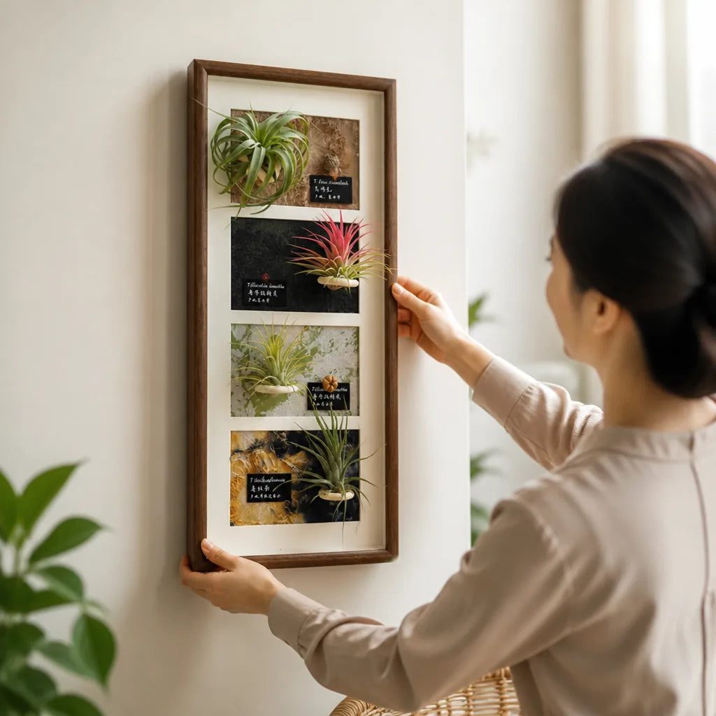 Plant Display Frame Wooden Wall-Mounted for Air Plants
