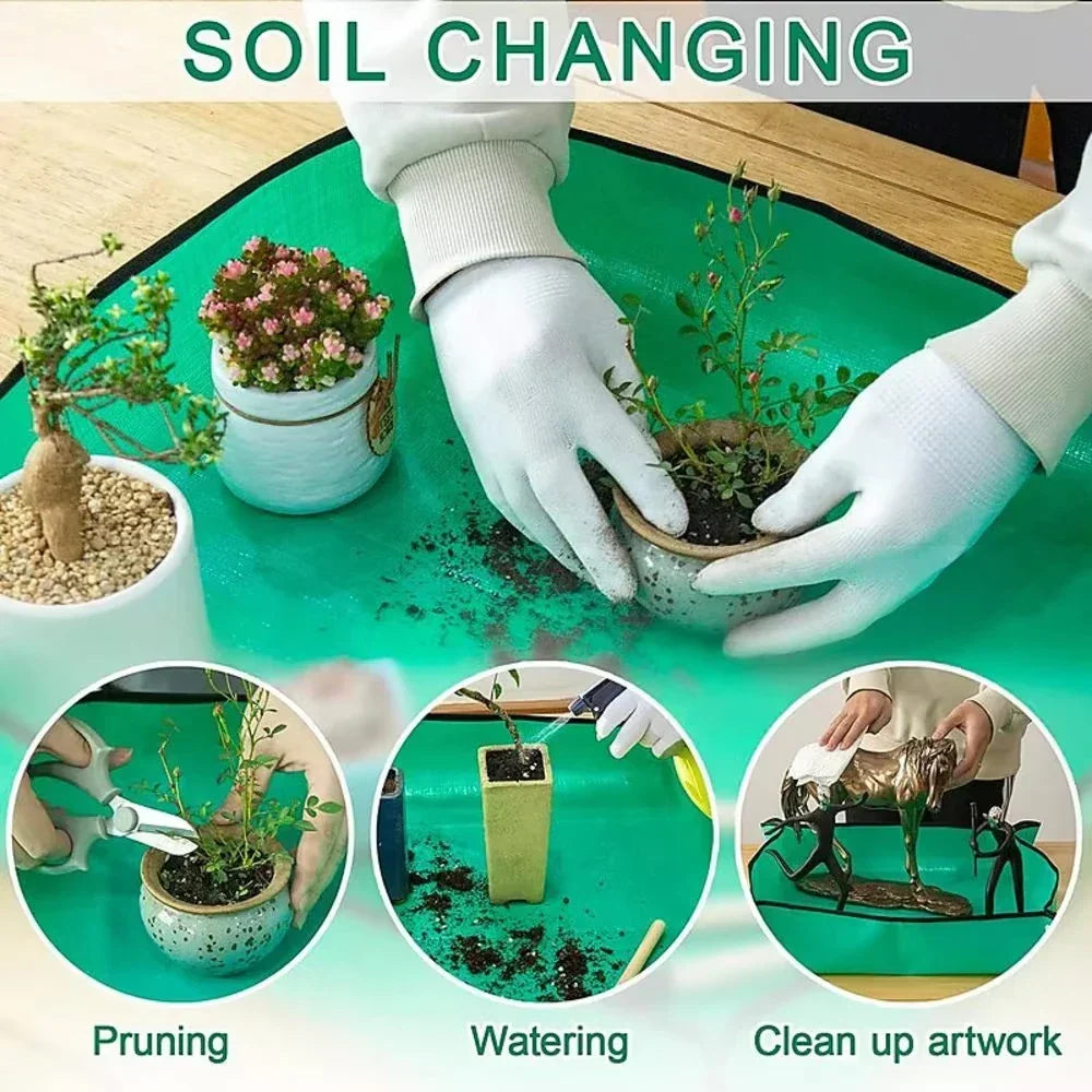 Plant Repotting Mat Waterproof Snap-Corner Foldable