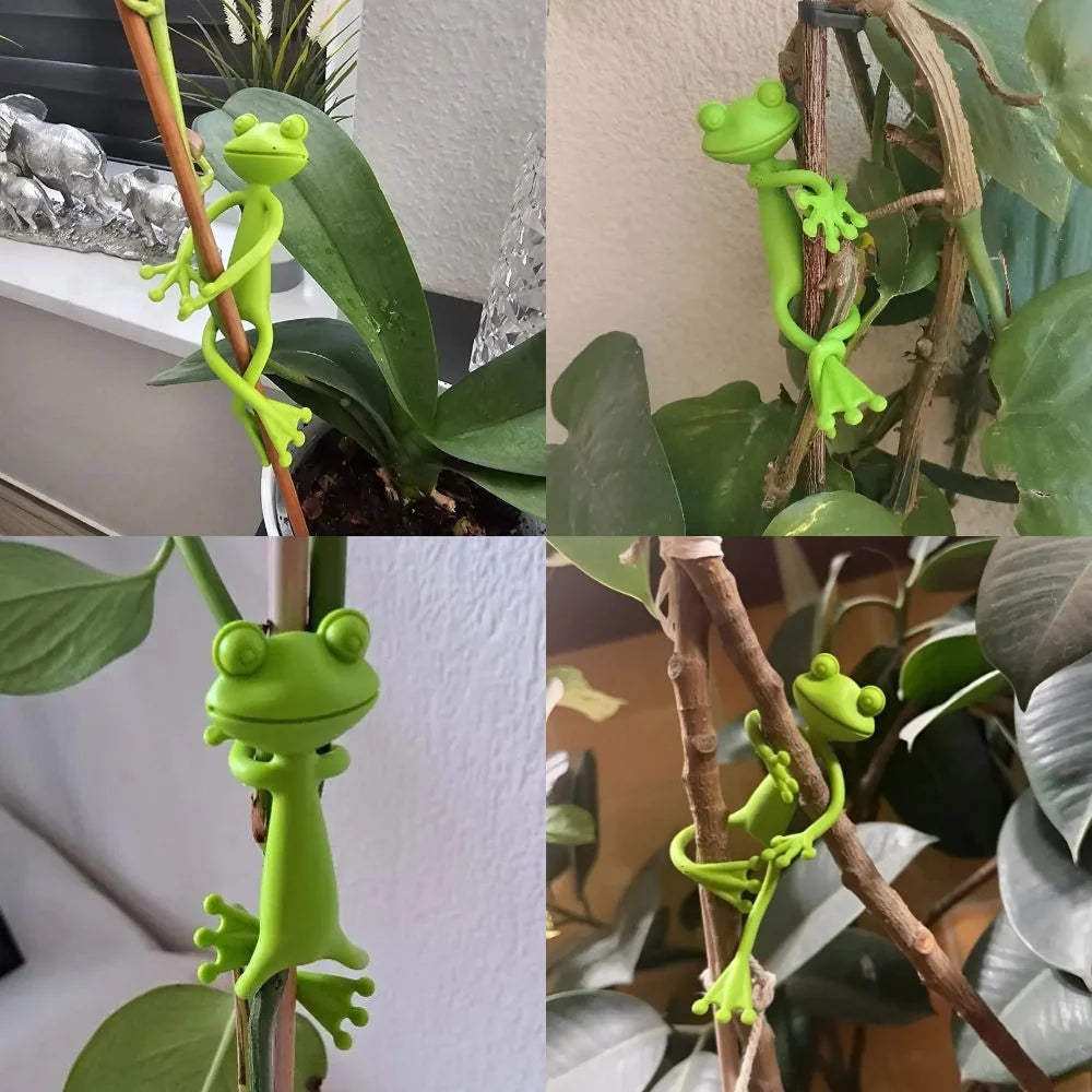 Plant Support Stake Plastic Frog Design Compact Space-Saving