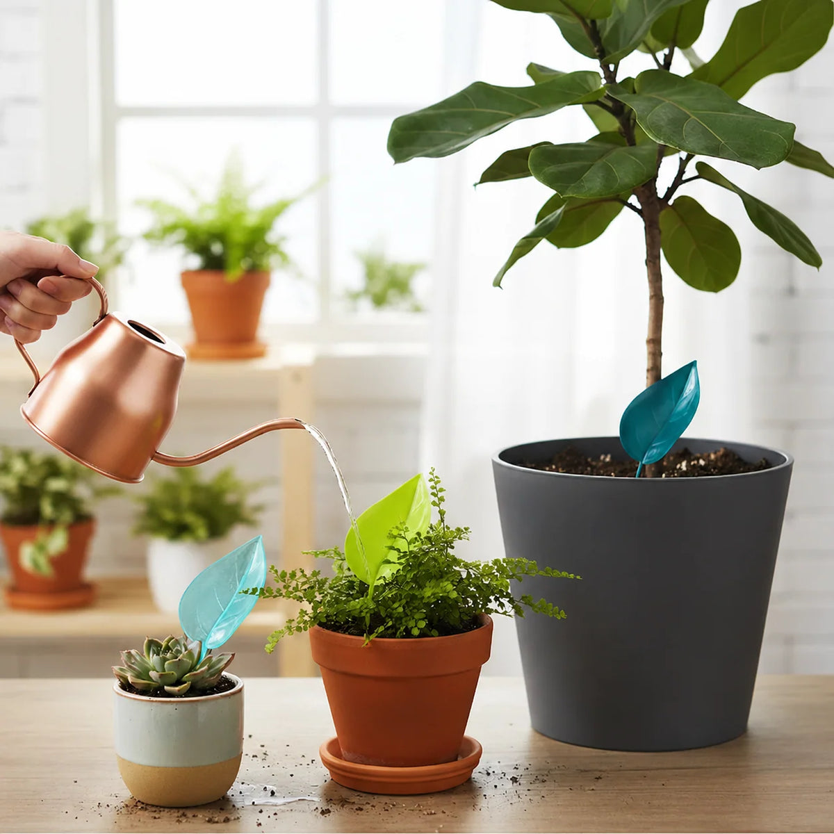 Plant Watering Funnels Leaf-Shaped Spill-Reducing Plastic