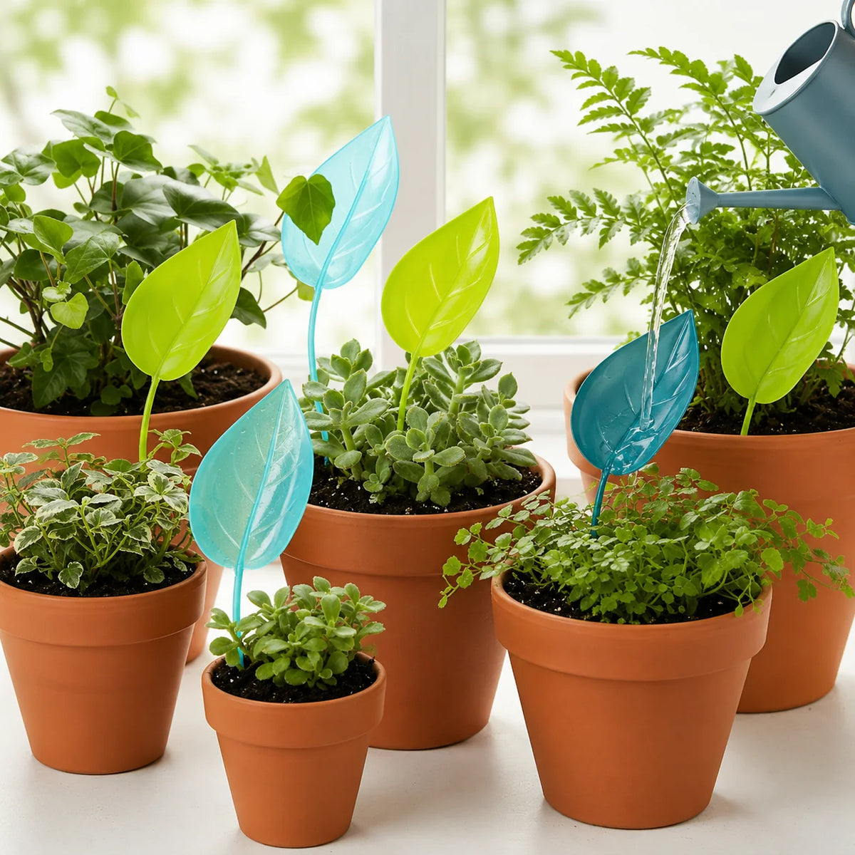 Plant Watering Funnels Leaf-Shaped Spill-Reducing Plastic