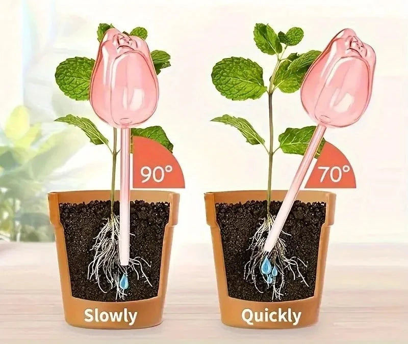 Plant Watering Globes Glass Slow-Drip Tulip-Shaped