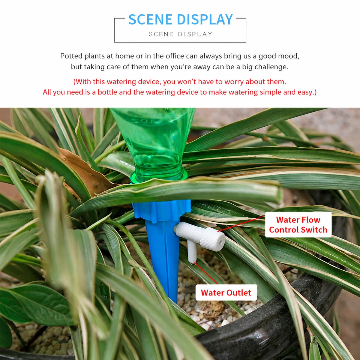 Plant Watering Spike Adjustable Drip Flow Bottle Compatible