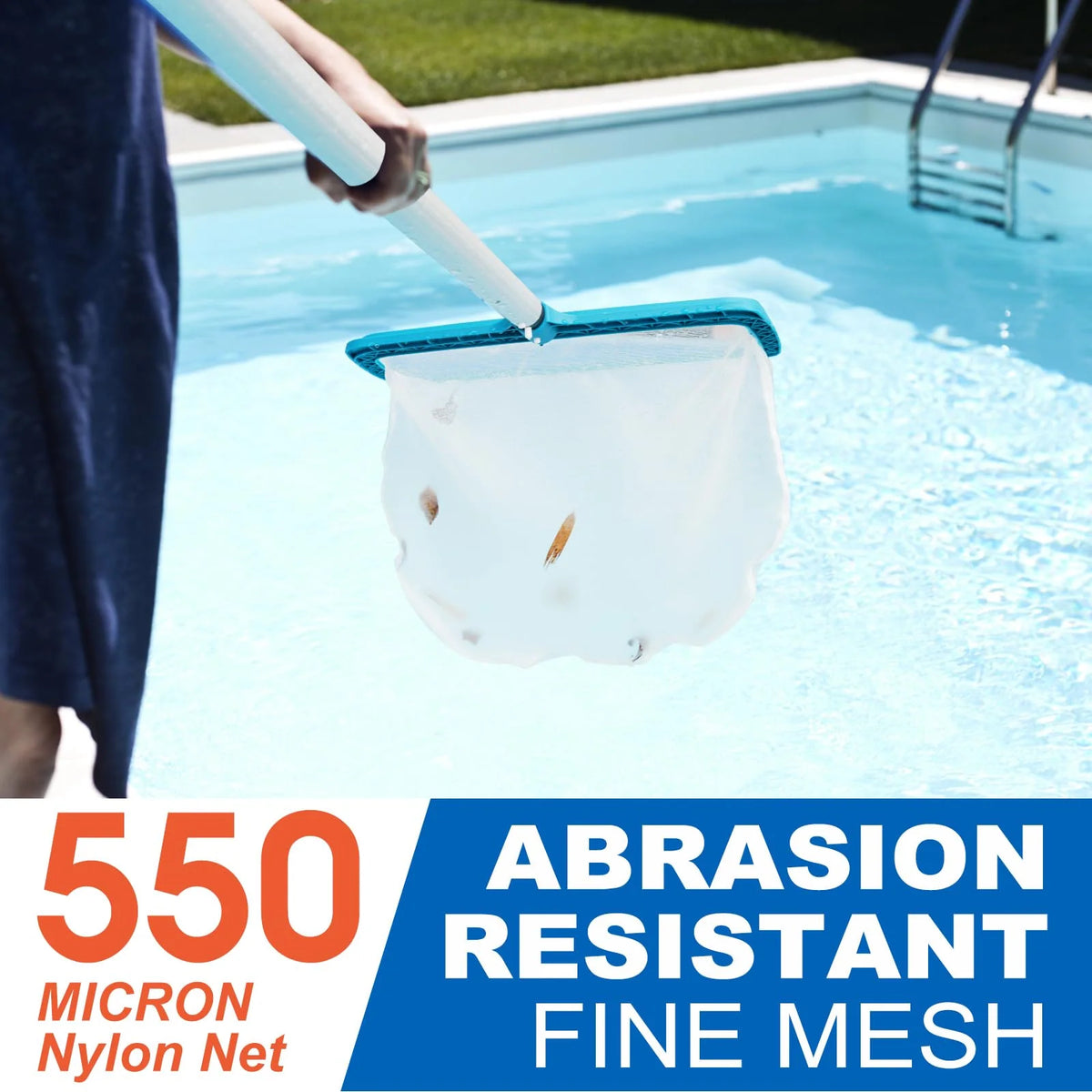 Pool Skimmer Net Deep Nylon Mesh Angled Scoop Lip
