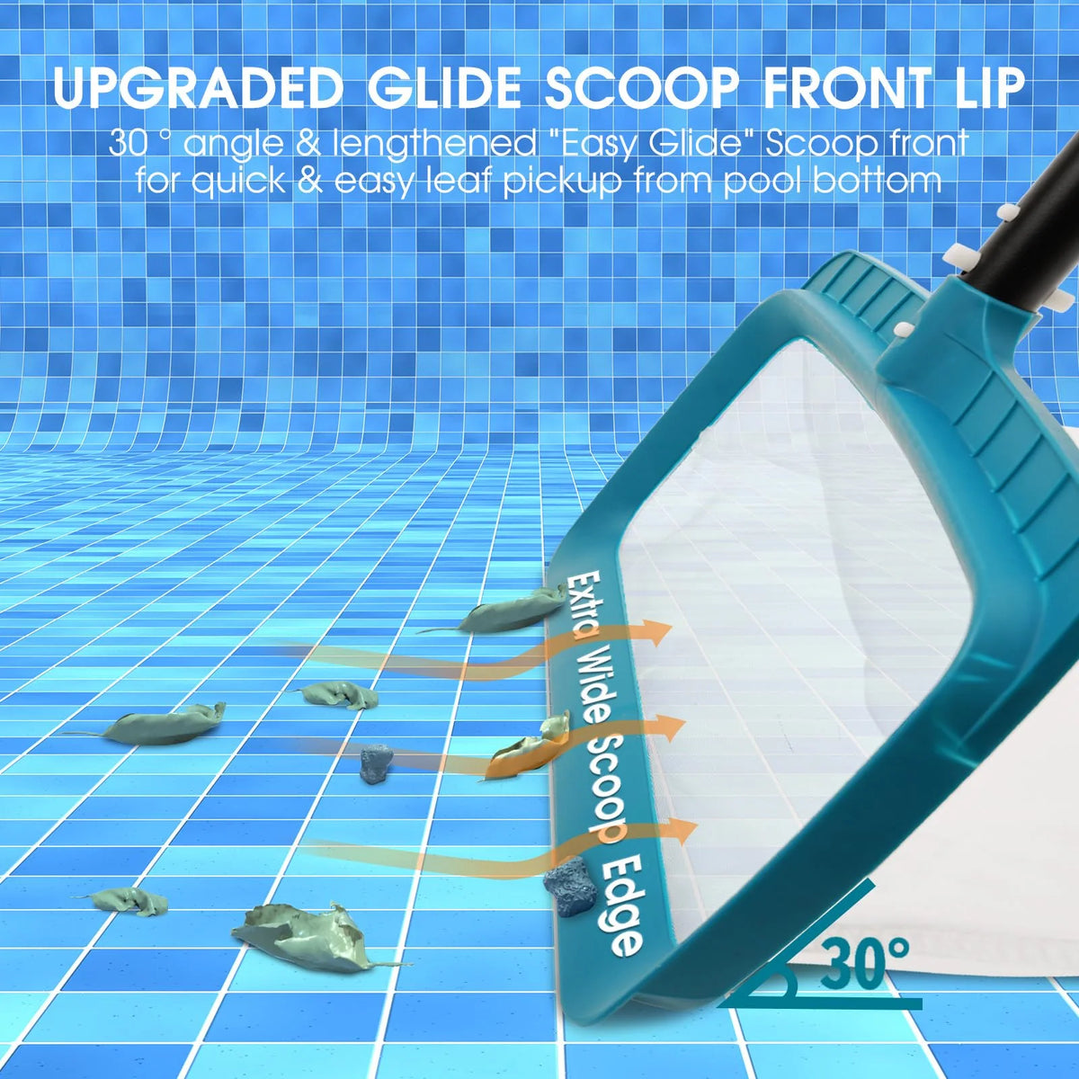 Pool Skimmer Net Deep Nylon Mesh Angled Scoop Lip