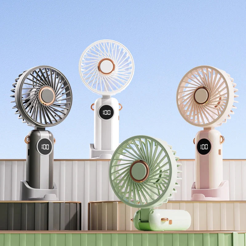 Portable Fan Foldable USB Rechargeable 5-Speed LED Display