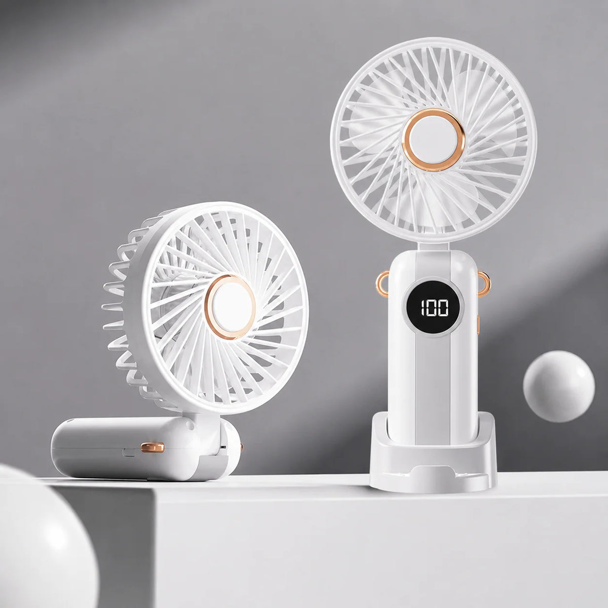 Portable Fan Foldable USB Rechargeable 5-Speed LED Display