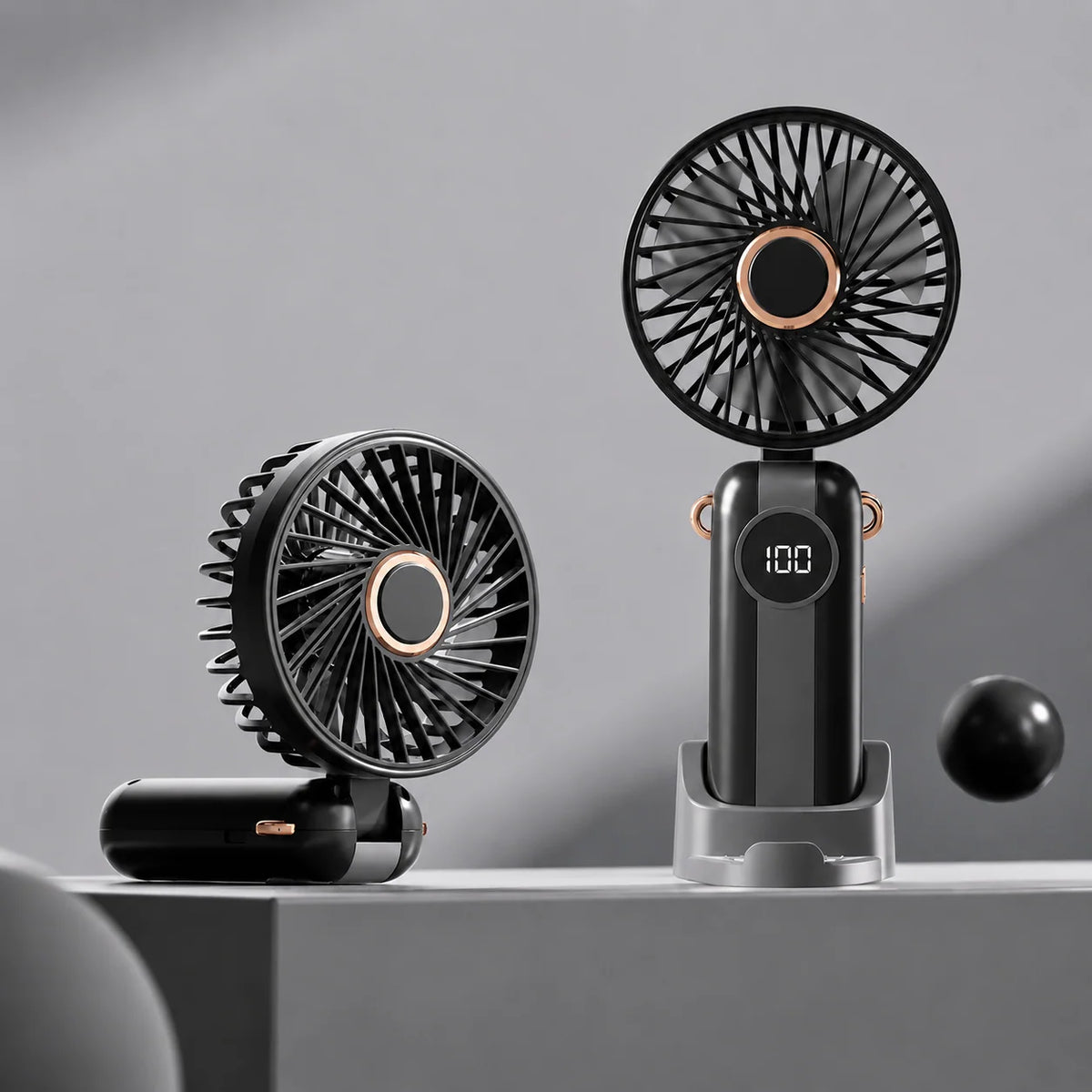 Portable Fan Foldable USB Rechargeable 5-Speed LED Display