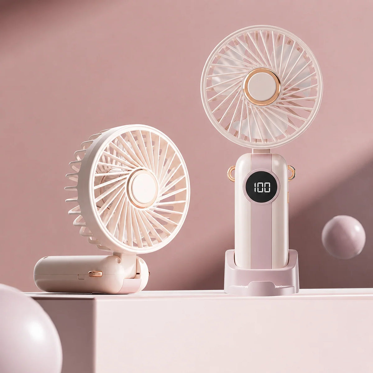 Portable Fan Foldable USB Rechargeable 5-Speed LED Display