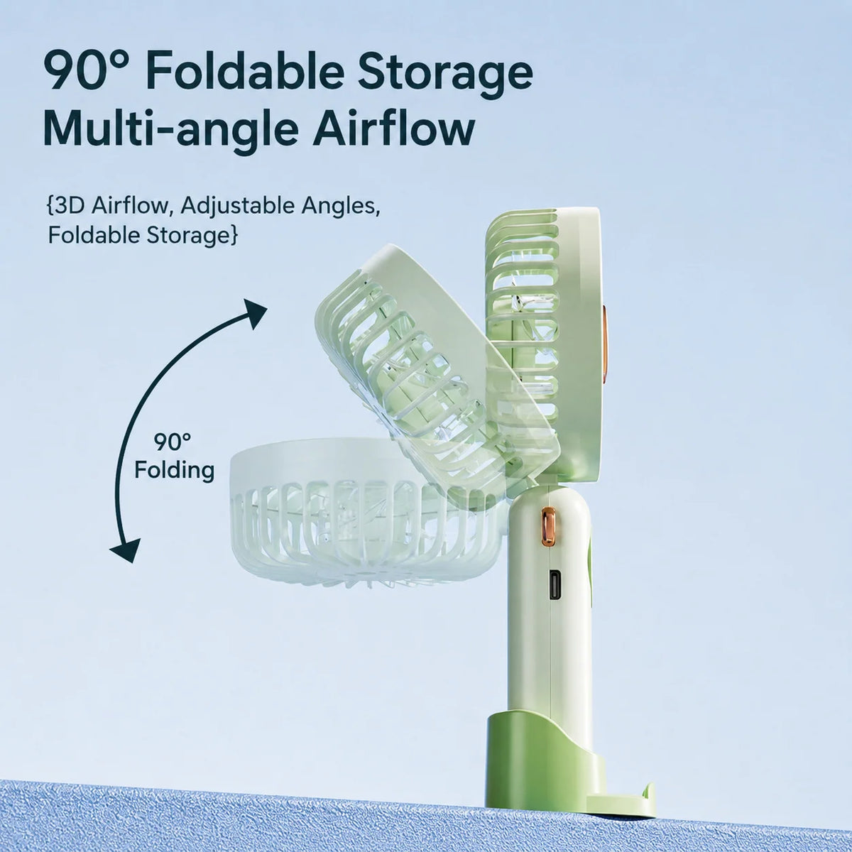 Portable Fan Foldable USB Rechargeable 5-Speed LED Display