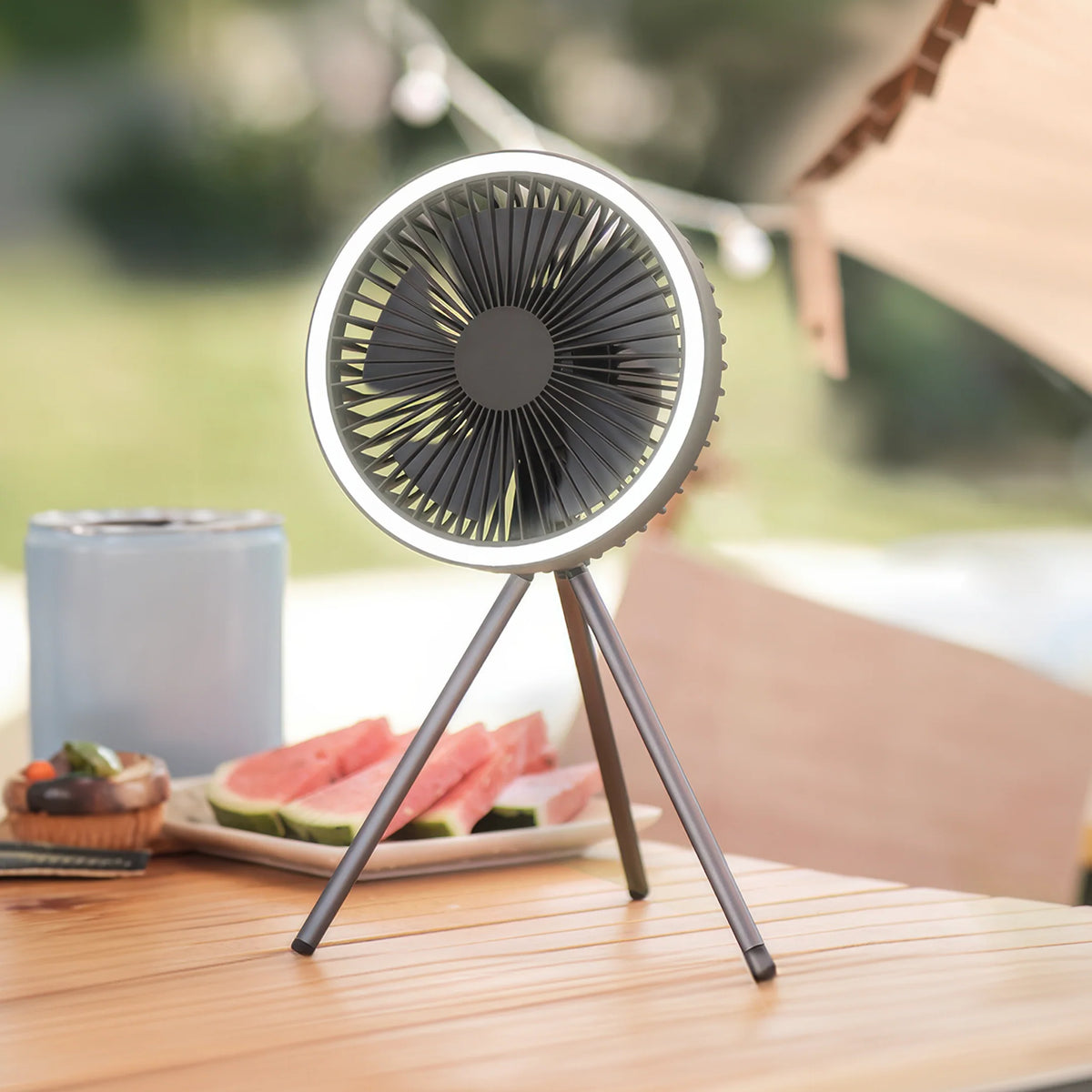 Portable Fan Rechargeable Power Bank Foldable Tripod