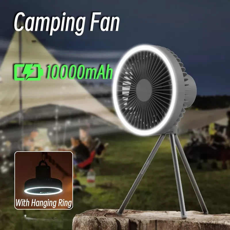 Portable Fan Rechargeable Power Bank Foldable Tripod