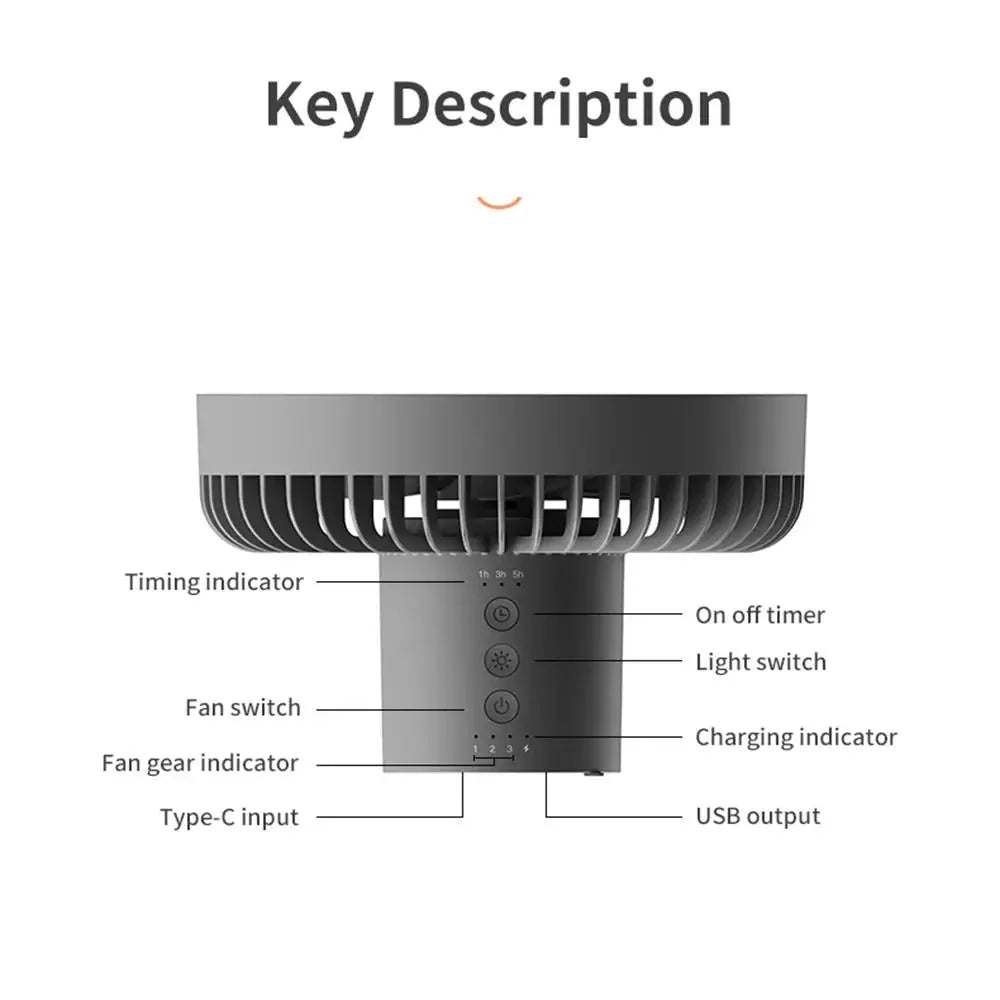 Portable Fan Rechargeable Power Bank Foldable Tripod