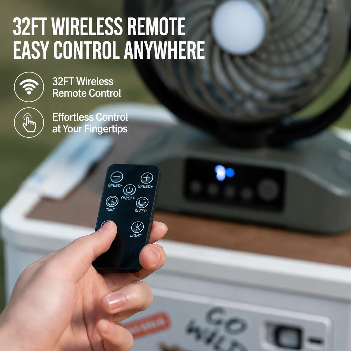 Portable Fan Rechargeable With Remote Control & LED Light