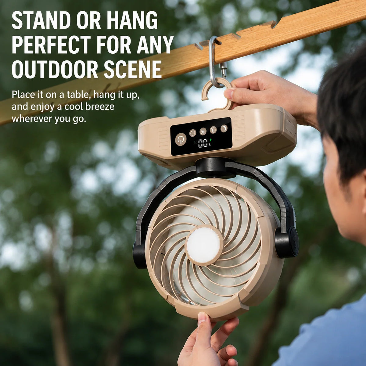 Portable Fan Rechargeable With Remote Control & LED Light