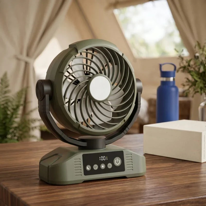 Portable Fan Rechargeable With Remote Control & LED Light