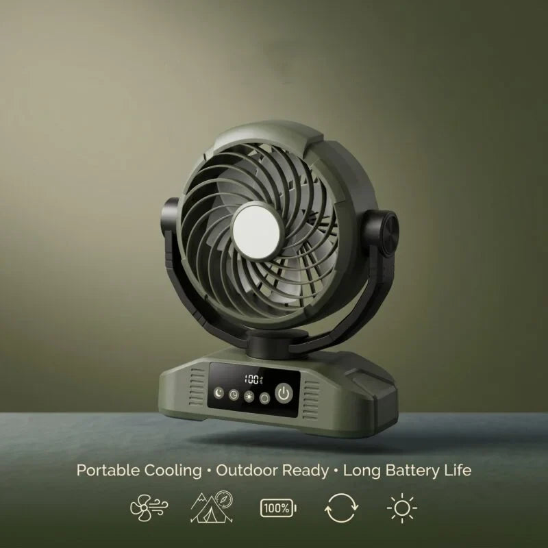 Portable Fan Rechargeable With Remote Control & LED Light