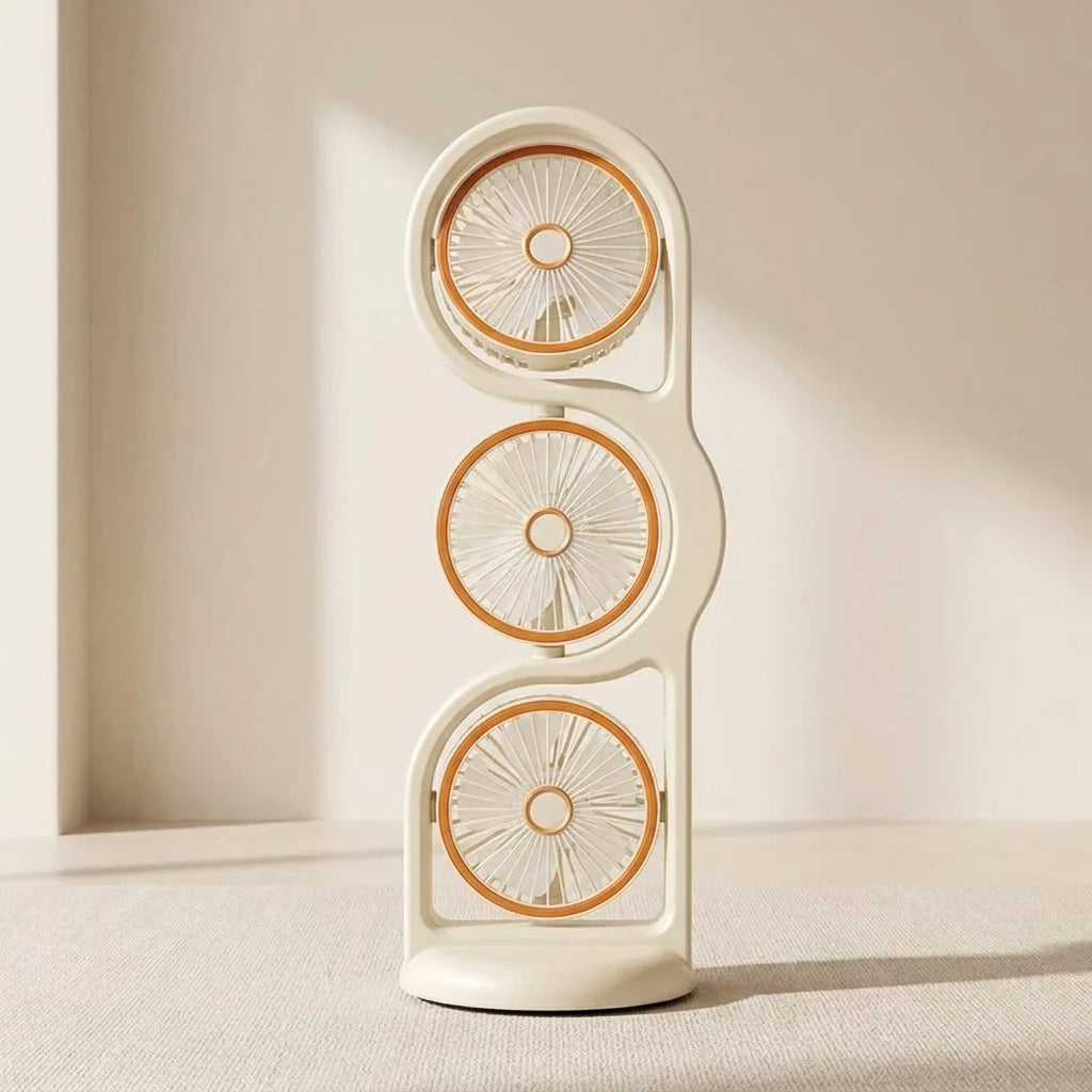 Portable Fan Three-Head USB Rechargeable Five-Speed