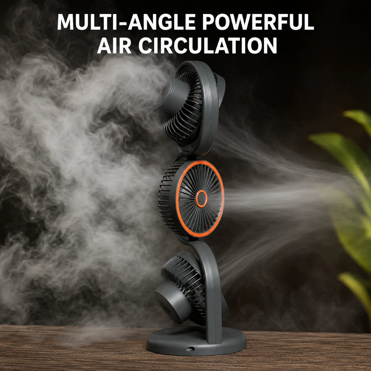 Portable Fan Three-Head USB Rechargeable Five-Speed